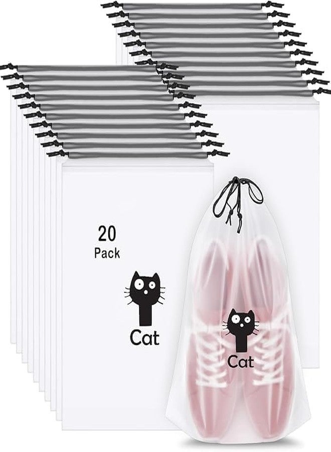 CUZWAVE Pack of 20 Pcs Shoe Bag Cover for Shoe Storage & Travelling Drawstring Bags Waterproof, White - Image 1